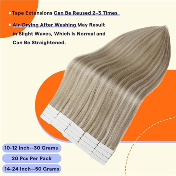 Full Shine Tape in Hair Extensions Human Hair 18 Inch Remy Human Hair Tape in